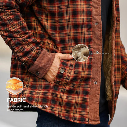 Men's Jackets Winter Windproof Warm Casual Bomber Coat Plaid Sherpa Lined Flannel Outdoor Classic Jacket Men US Size Shopulia