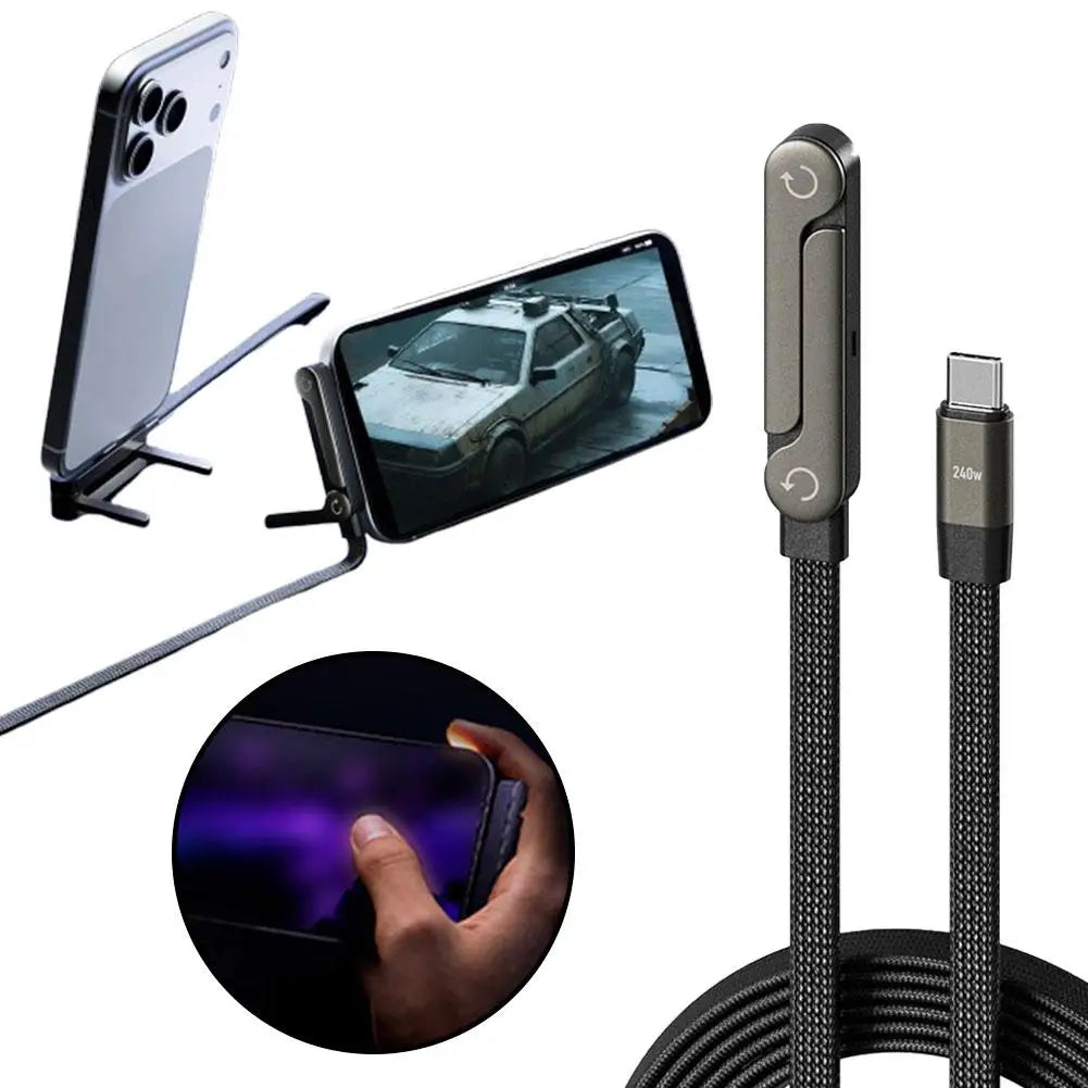 240W Fast Charging Cable 360° Rotation Adjustable Folding Holder With Braided Cable For Xiaomi For Samsung For Iphone 17 Shopulia