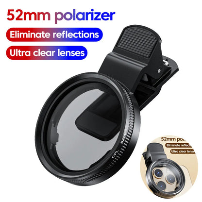 52mm CPL Universal With Clip Mobile Phone Lens Circular Polarizing Filter For iPhone Samsung smartphones Shopulia