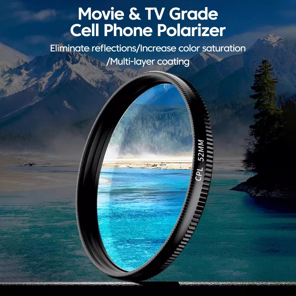 52mm CPL Universal With Clip Mobile Phone Lens Circular Polarizing Filter For iPhone Samsung smartphones Shopulia
