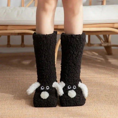 Funny Animal Slipper Socks for Women - Warm 3D Dog Plush House Socks with Non-Slip Soles | Shopulia