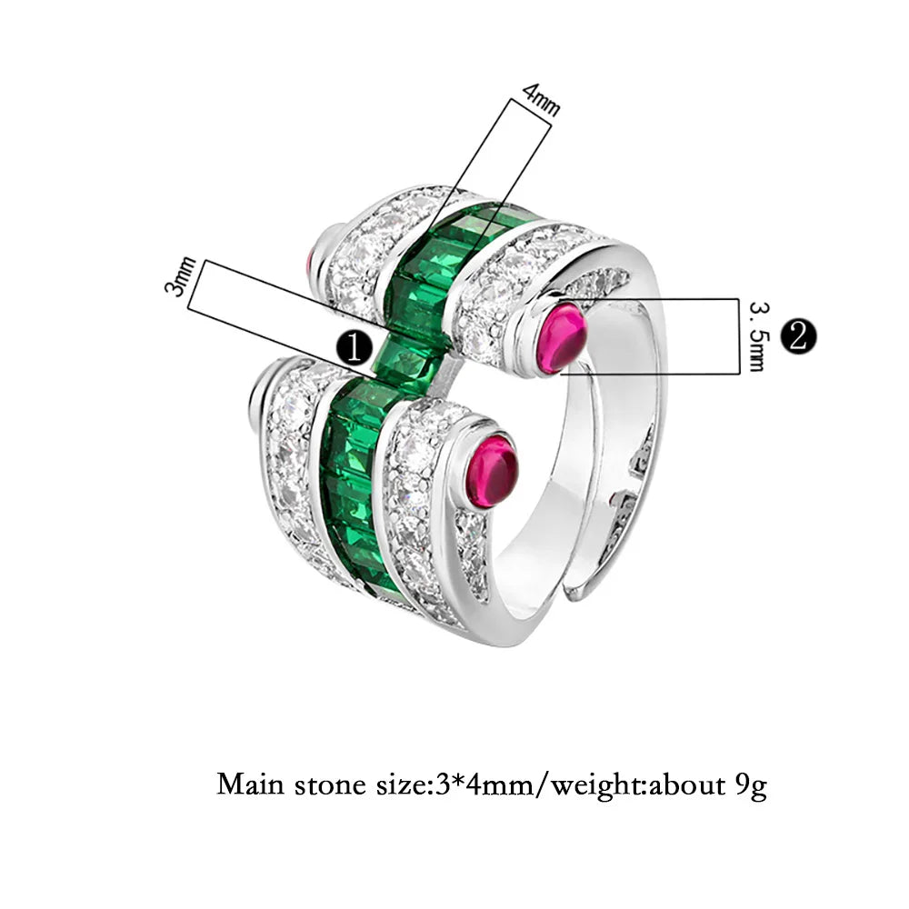 Shopulia Lab-Grown Ruby, Emerald & Sapphire Cocktail Ring - Ethical Multi-Gemstone Fine Jewelry