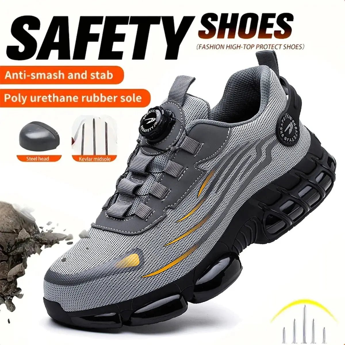 Breathable lace-free soft sole comfortable anti-smash anti-puncture labour insurance shoes | Shopulia