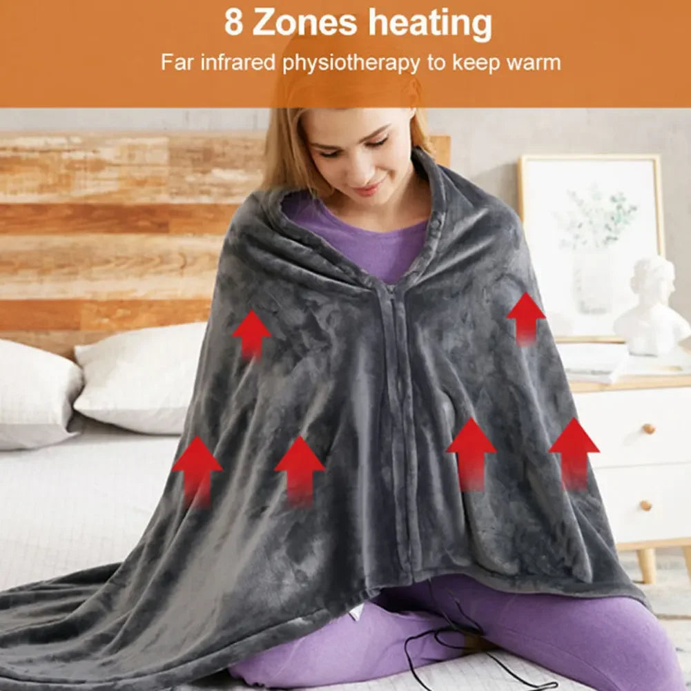 USB Heated Shawl Electric Heating Blanket 3 Heating Level Wearable Heated Poncho Throw Heated Throw Blanket for Camping Hiking Shopulia