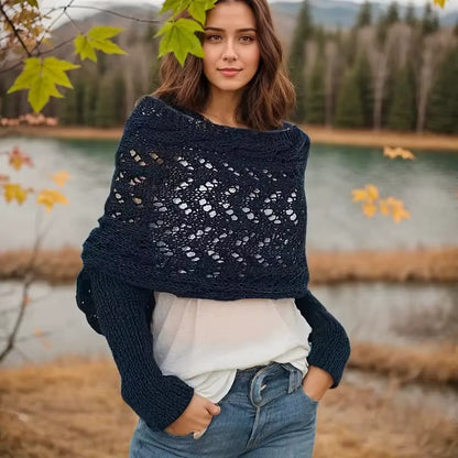 The CozeWrap: All-in-One Knitted Scarf with Sleeves | Winter Wear for Women - Shopulia