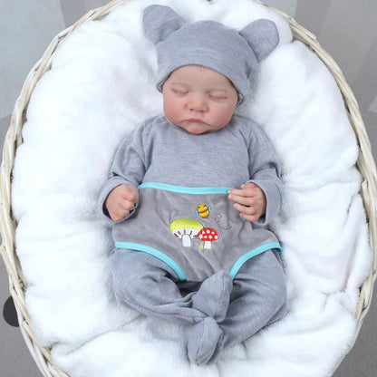 Risbecko 43CM Levi Newborn Baby Doll Reborn Sleeping Soft Silicone Flexible 3D Skin Tone with Visible Veins Hand Paint Hair Doll | Shopulia
