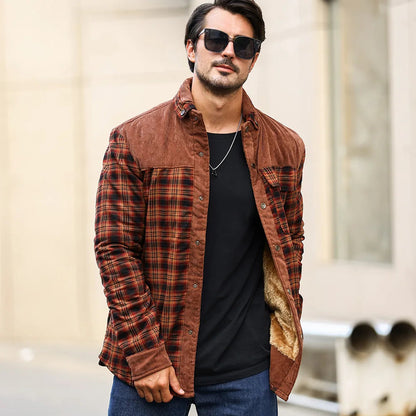 Men's Jackets Winter Windproof Warm Casual Bomber Coat Plaid Sherpa Lined Flannel Outdoor Classic Jacket Men US Size Shopulia