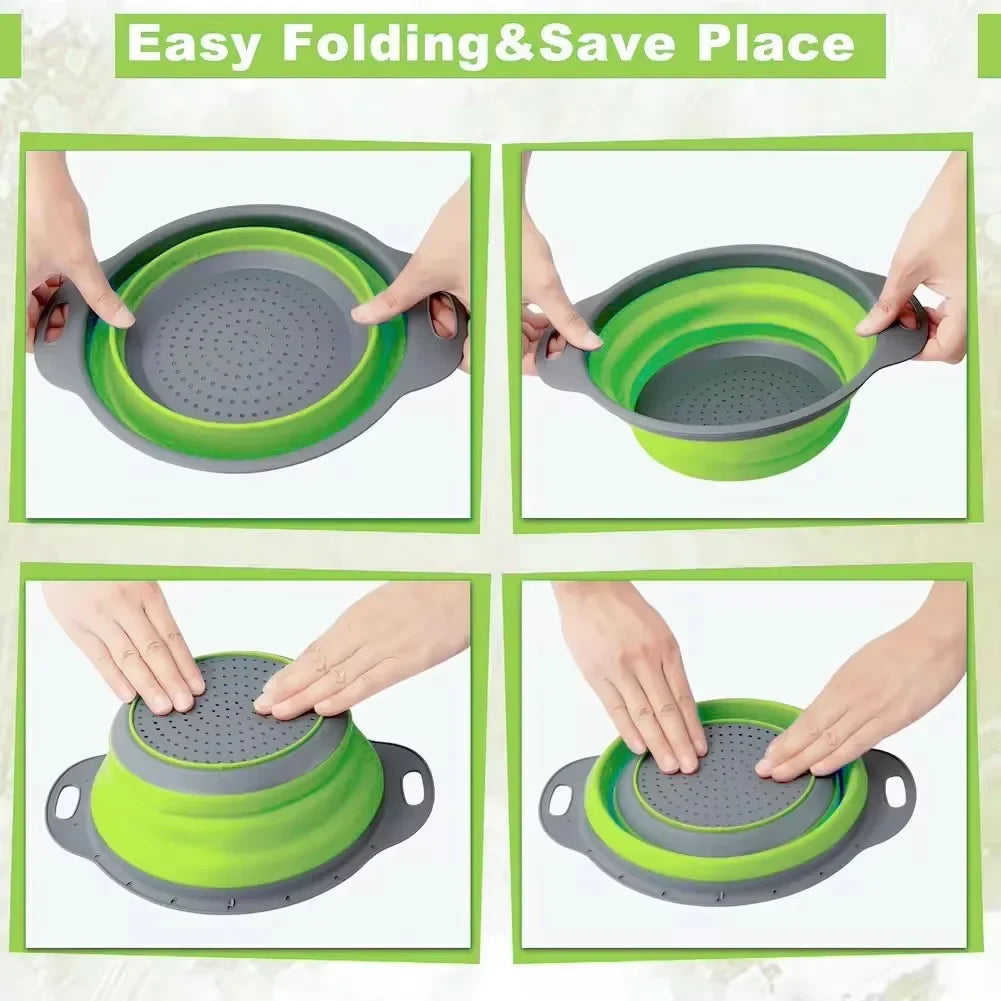 FoldiDrain™ Silicone Collapsible Basket Shopulia