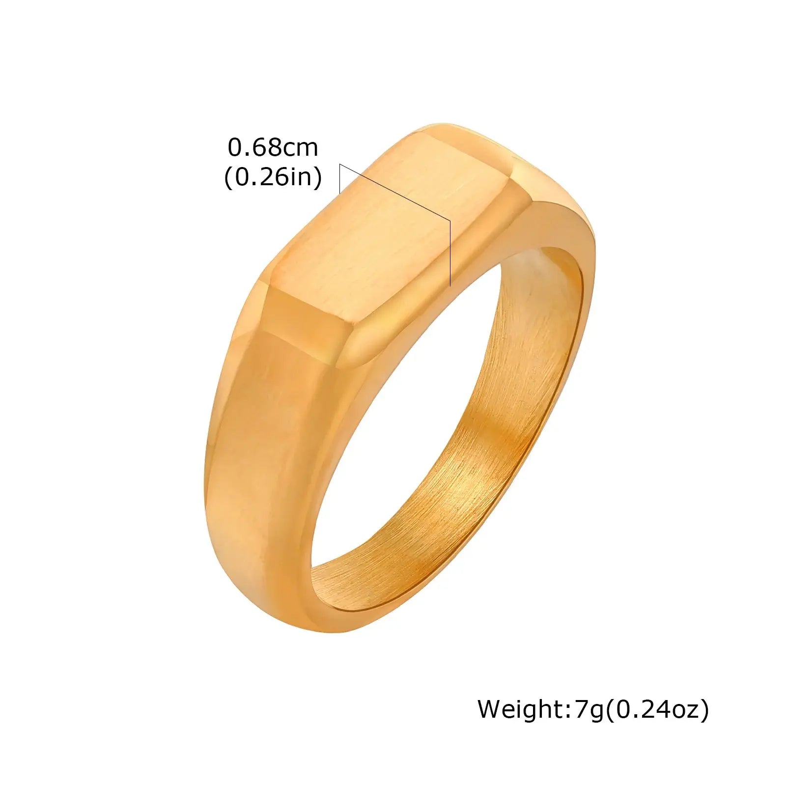 Square Signet Ring for Men Women,Gold Color Stainless Steel Ring Plain Band Ring,Statement Chunky Ring Band Thumb Ring | Shopulia
