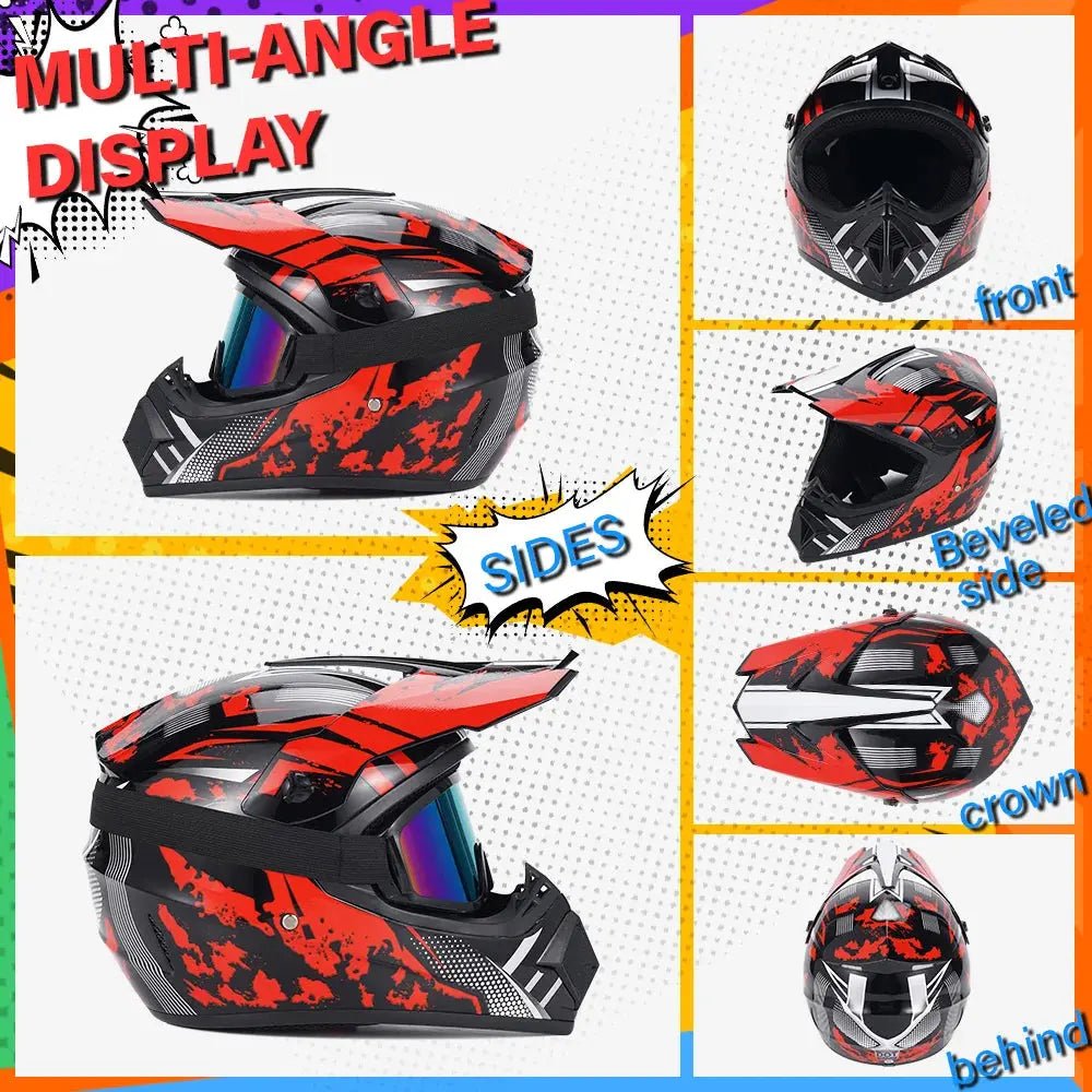 DOT Approved Motocross Helmet Combo Kit for Adult, L/XL Size Full Face Off-Road Helmet with Goggles Gloves Mask for ATV UTV Dirt | Shopulia