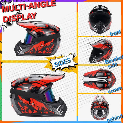 DOT Approved Motocross Helmet Combo Kit for Adult, L/XL Size Full Face Off-Road Helmet with Goggles Gloves Mask for ATV UTV Dirt | Shopulia