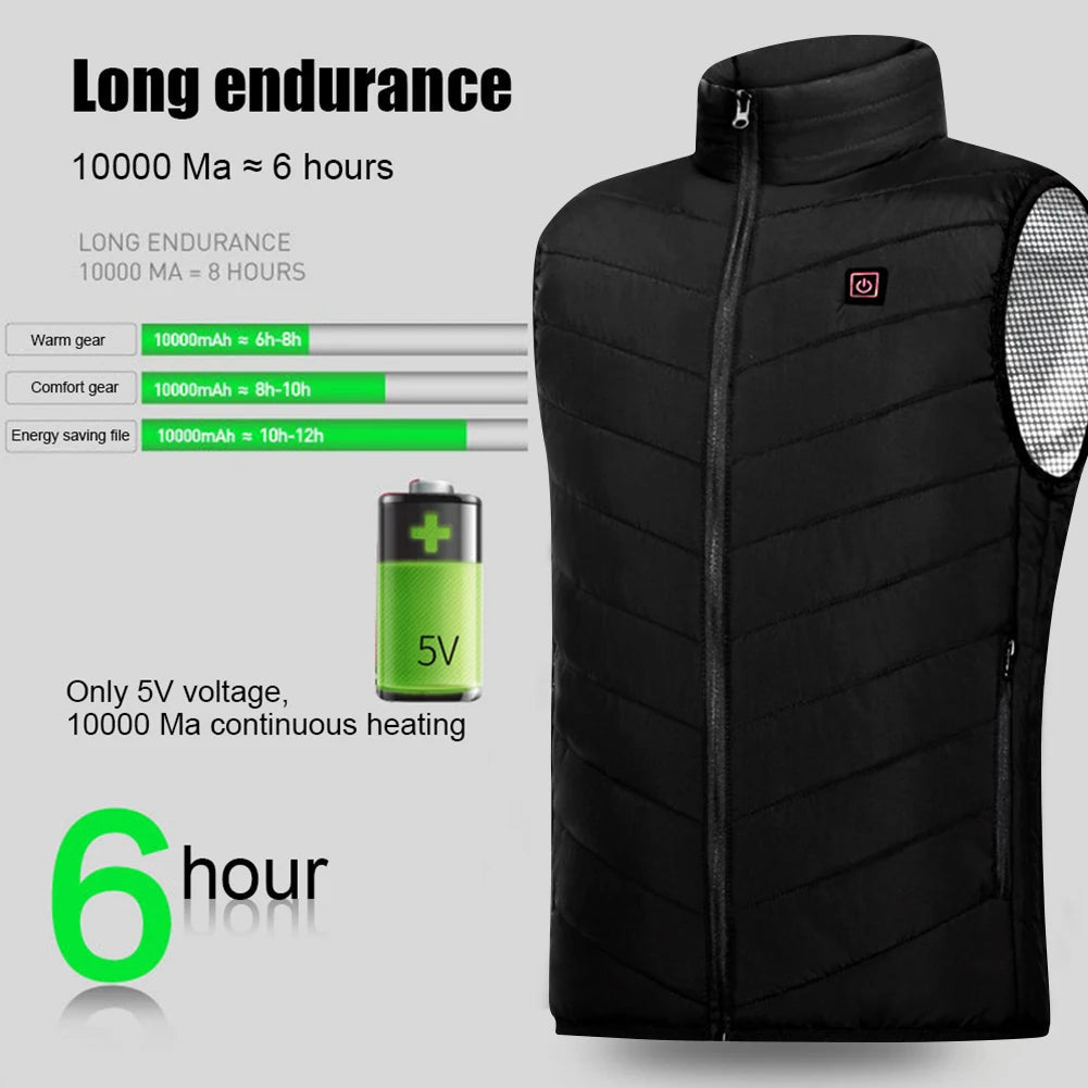 9 Heated Vest Zones Electric Heated Jackets Men Women Sportswear Heated Coat Graphene Heat Coat USB Heating Jacket For Camping Shopulia