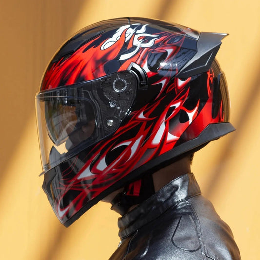 Full - Face Motorcycle Helmet DOT Certified Unisex Helmet with Built - in Sun Visor and Clear Outer Visor | Shopulia