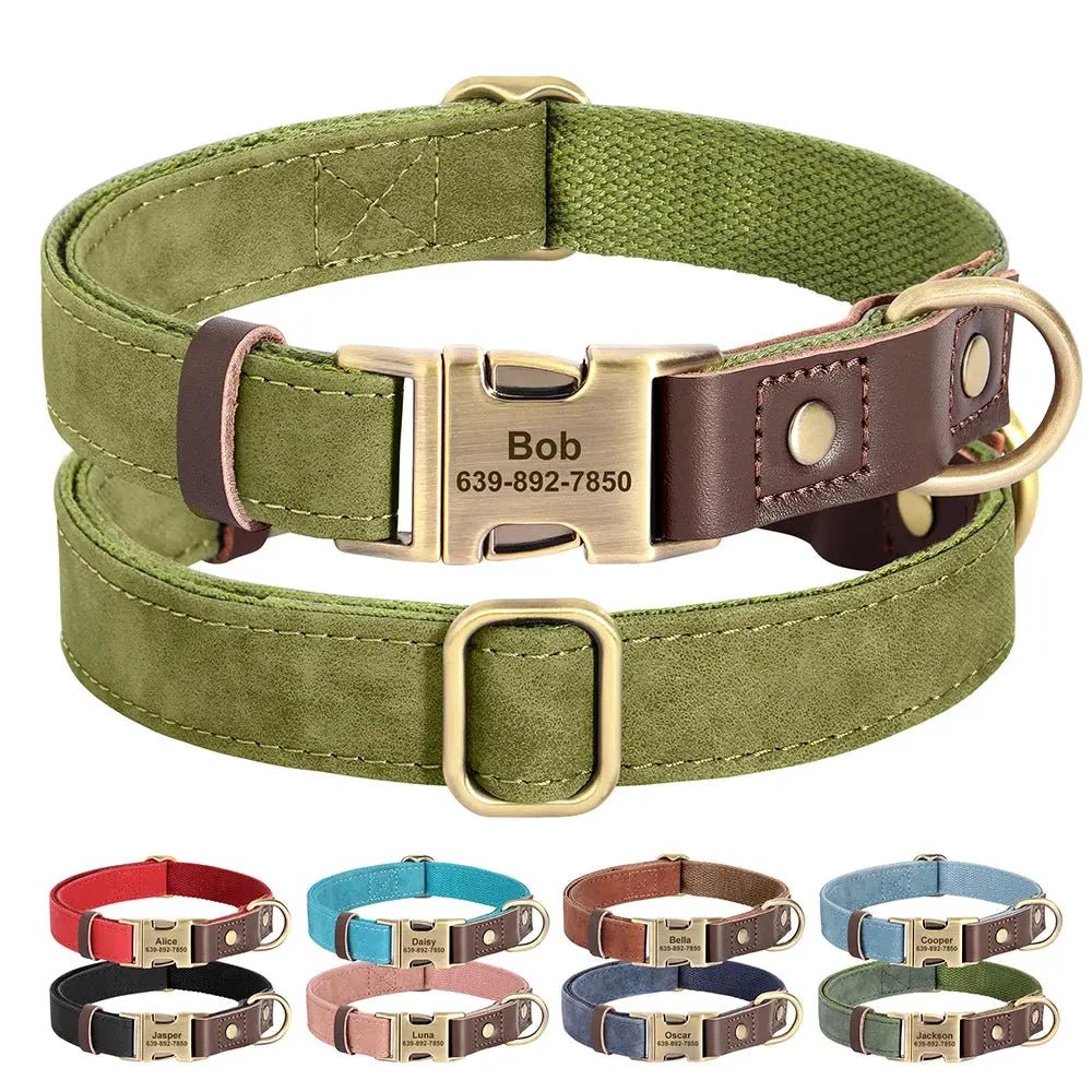 PawPrint™ Custom PU Leather Dog Collar | Shopulia
