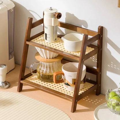 BamBoard™ 2-Layer Bamboo Cup & Organizer Shelf Shopulia