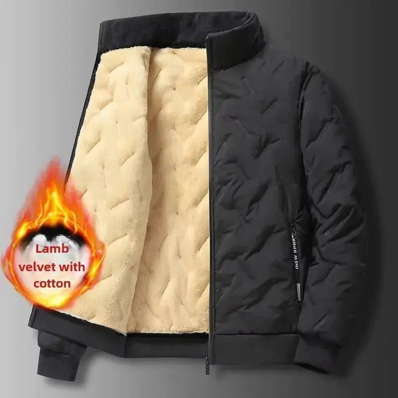 Plus Size Ultrasonic Wool Cotton Coat Men's Warm Fleece-Lined And Thickened Cotton-Padded Casual Loose-Fit Jacket Cross-Border | Shopulia