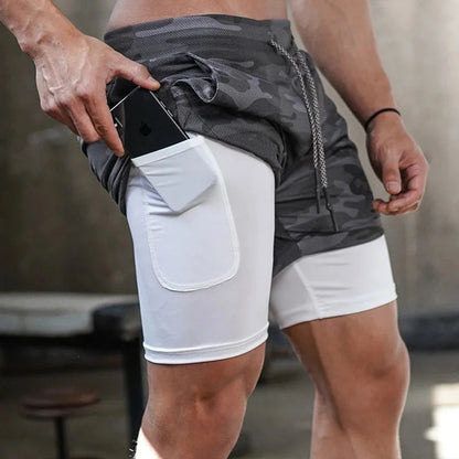 CamoRun™ 2-in-1 Men’s Gym Shorts Shopulia
