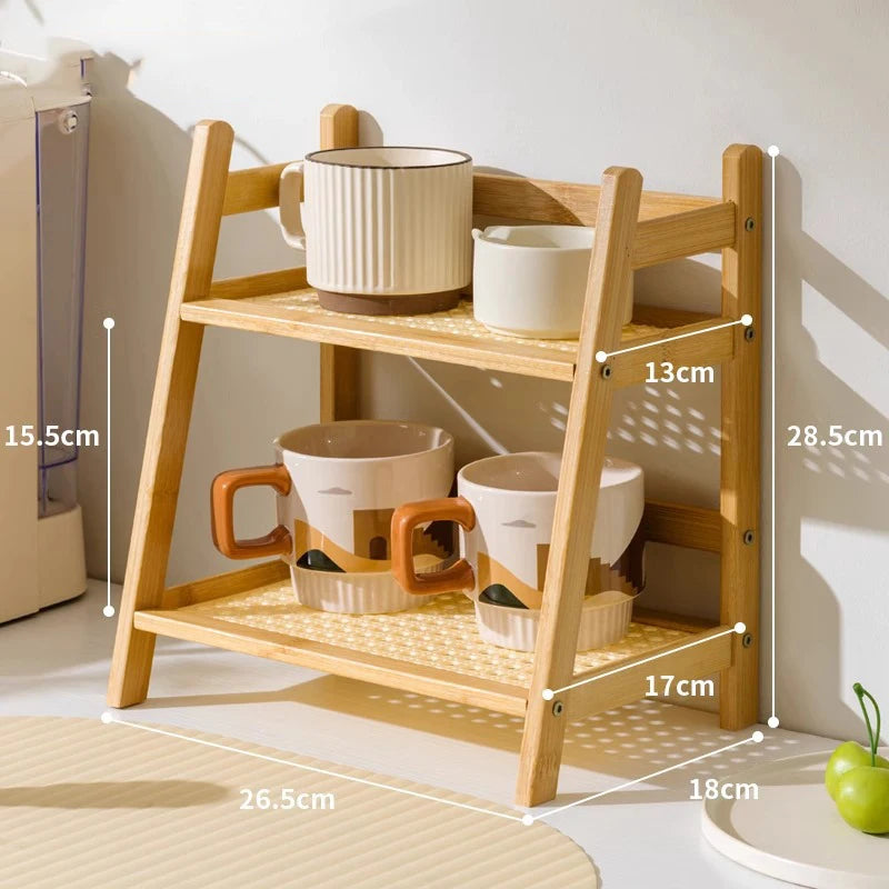BamBoard™ 2-Layer Bamboo Cup & Organizer Shelf Shopulia