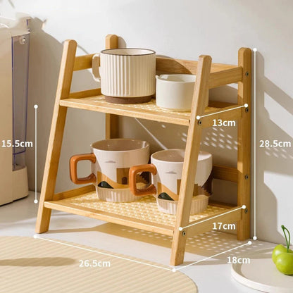 BamBoard™ 2-Layer Bamboo Cup & Organizer Shelf Shopulia