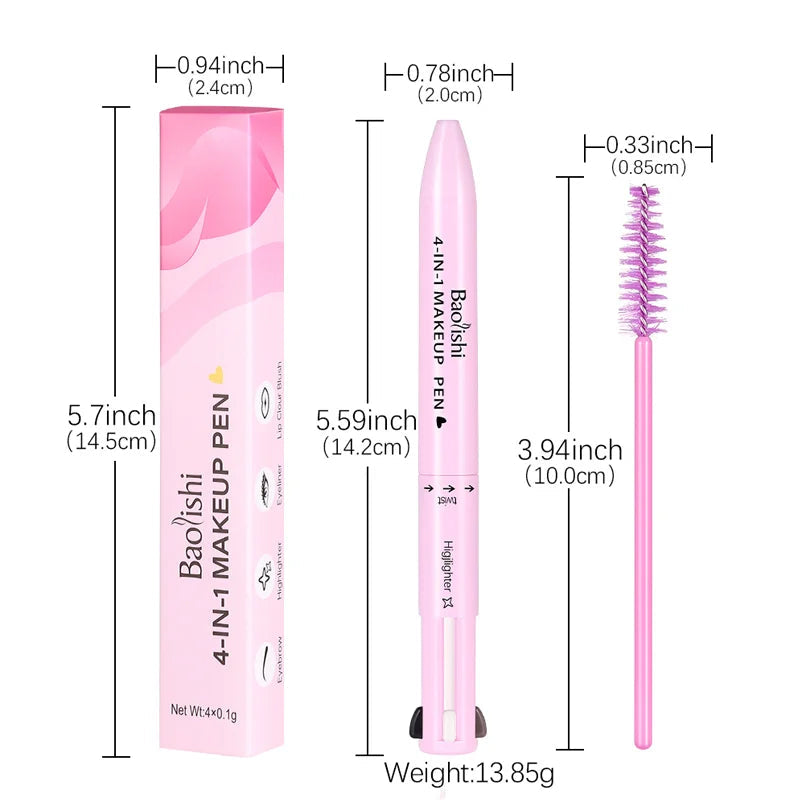 4 in 1 Multi-function Makeup Pen, Compact Travel Eyeliner, Lip Liner, Eyebrow Pencil, Highlighter Eyeshadow Pen, Shopulia