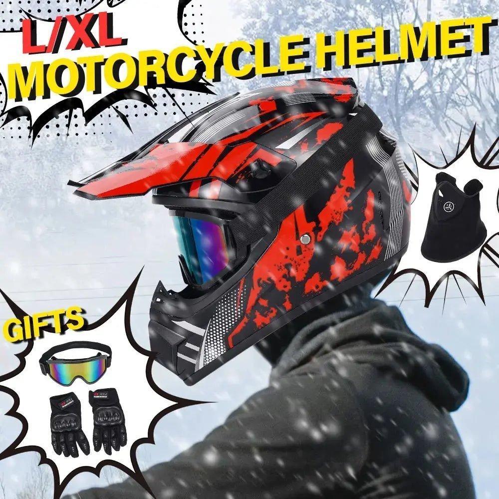 DOT Approved Motocross Helmet Combo Kit for Adult, L/XL Size Full Face Off-Road Helmet with Goggles Gloves Mask for ATV UTV Dirt | Shopulia