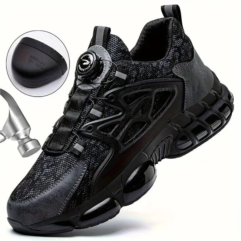 Rotating Button Safety Shoes Men Steel Toe Sneaker Air Cushion Work Shoes Man Puncture Proof Work Safety Boots Protective Shoes - Shopulia