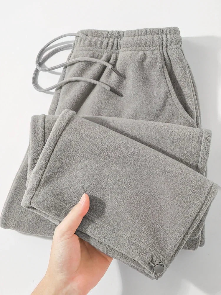 Vintage Thick Winter Casual Fleece Pants Men Wide leg Baggy Warm Sweatpants Male Drawing Jogger Pants Falls Trousers Shopulia