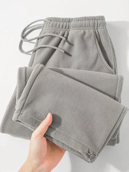 Vintage Thick Winter Casual Fleece Pants Men Wide leg Baggy Warm Sweatpants Male Drawing Jogger Pants Falls Trousers Shopulia