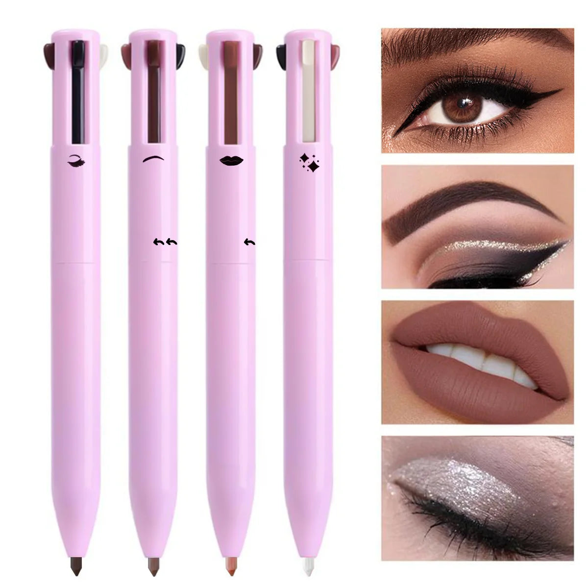 4 in 1 Multi-function Makeup Pen, Compact Travel Eyeliner, Lip Liner, Eyebrow Pencil, Highlighter Eyeshadow Pen, Shopulia