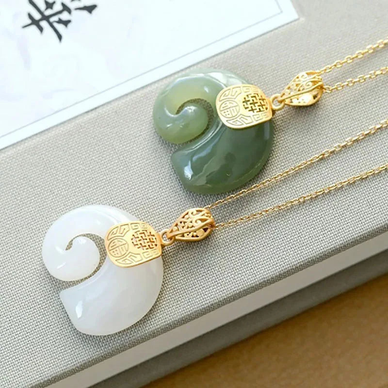 Boutique Natural Stone Hetian Jade Elephant Pendant 18K Gold Plated Chain Necklace Choker Jewelry for Women Birthday Anniversary Shopulia