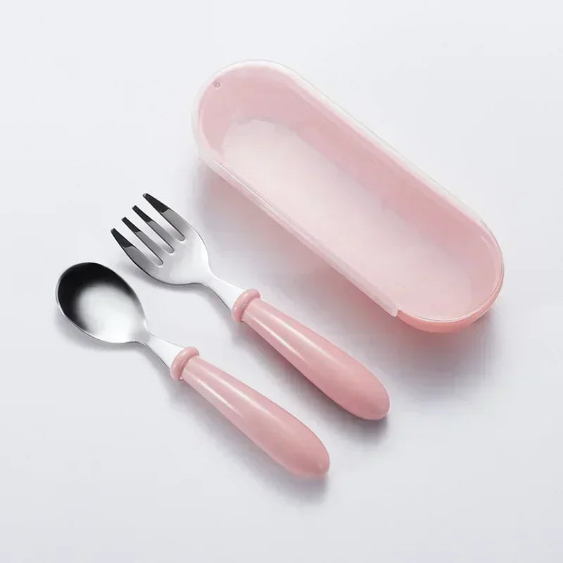 TinyTots™ Kids Stainless Steel Spoon & Fork Set Shopulia