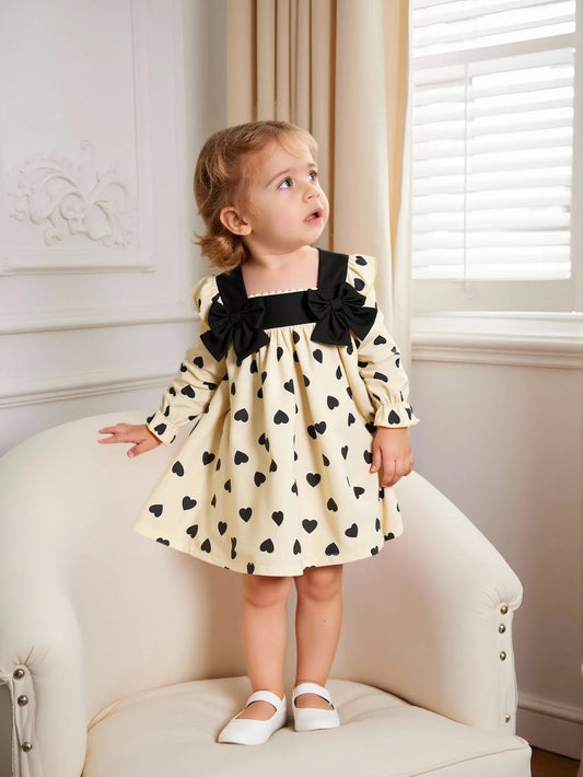 TinyCharm™ Baby Girl Bow Collar Dress Shopulia