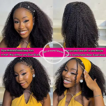 Upgrade 3 IN 1 Half Wig With Drawstring Seamless Clip Ins Flip Over Kinky Curly Wig 200% Density Curly Half Wigs for Women hair Shopulia