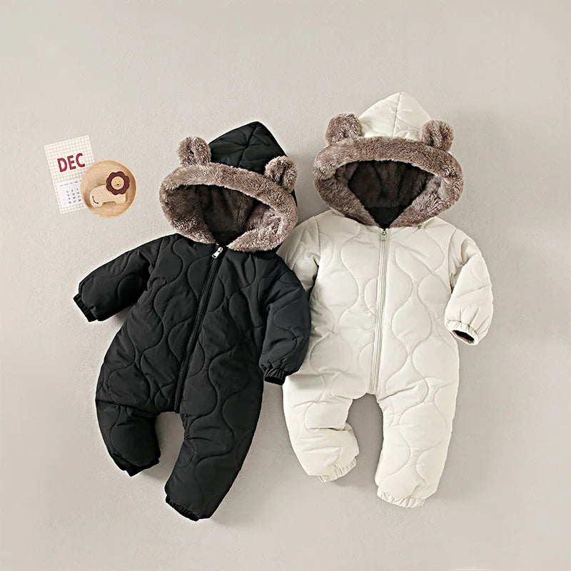 CozyBear™ Fleece Hooded Baby Boy Romper 0-2Y Shopulia