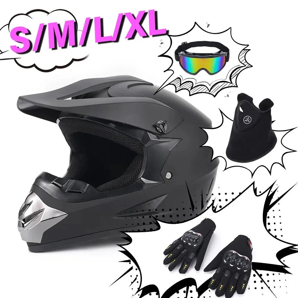 Motocross Full Face Helmet Adult Dirt Bike UTV Off-Road Helmet Goggles Gloves and Face Mask Matte Black Motorcycle Accessories | Shopulia