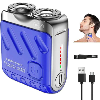 Portable Rotary Dual Ring Electric Shaver Men Travel Mini Shaver Double Floating Magnetic Blade Head Rechargeable Pocket Razors | Shopulia