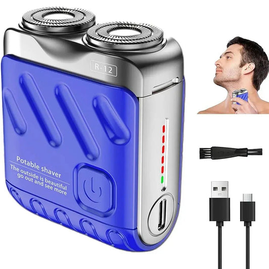 Portable Rotary Dual Ring Electric Shaver Men Travel Mini Shaver Double Floating Magnetic Blade Head Rechargeable Pocket Razors | Shopulia