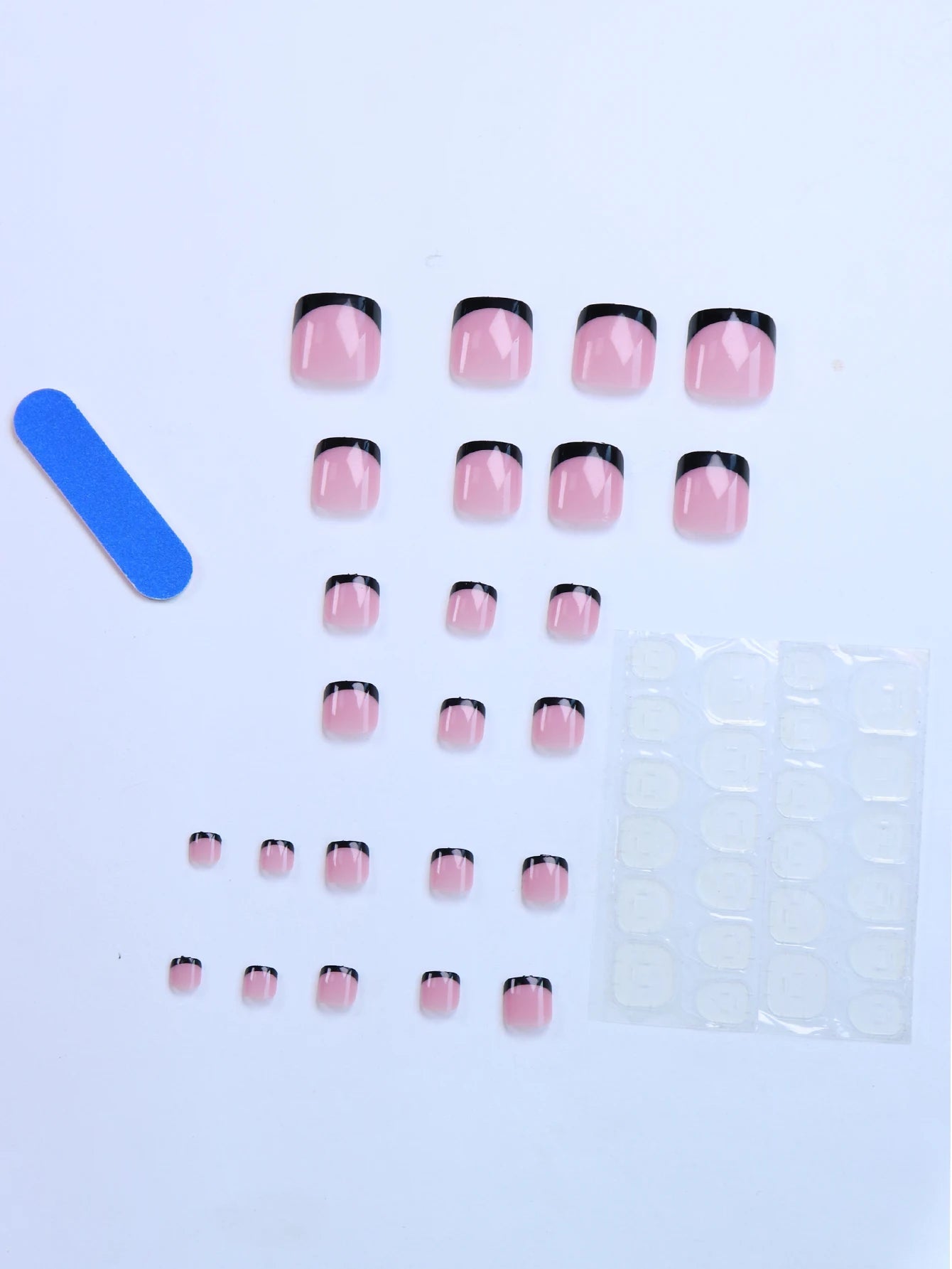 “Full Cover Nude Fake Toenails – French Black Border Set for Women” Shopulia