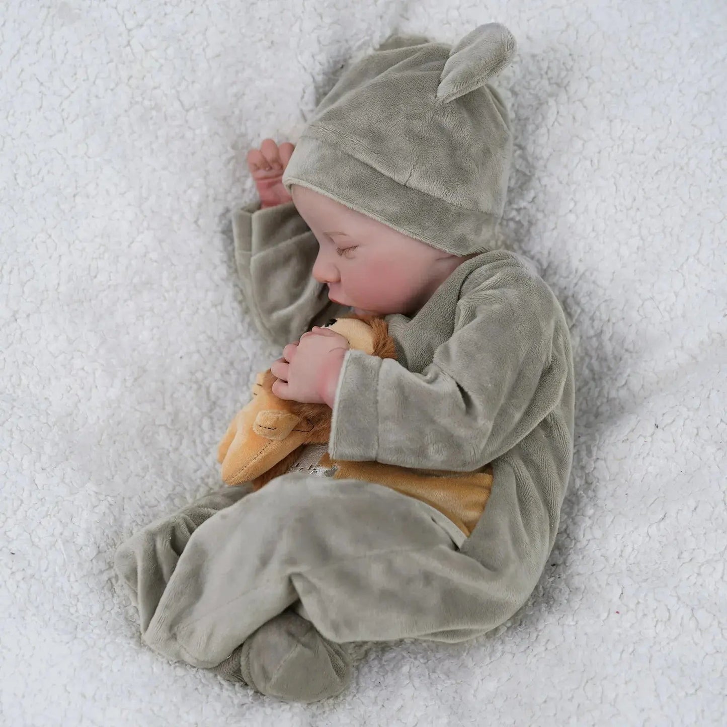 Risbecko 43CM Levi Newborn Baby Doll Reborn Sleeping Soft Silicone Flexible 3D Skin Tone with Visible Veins Hand Paint Hair Doll | Shopulia