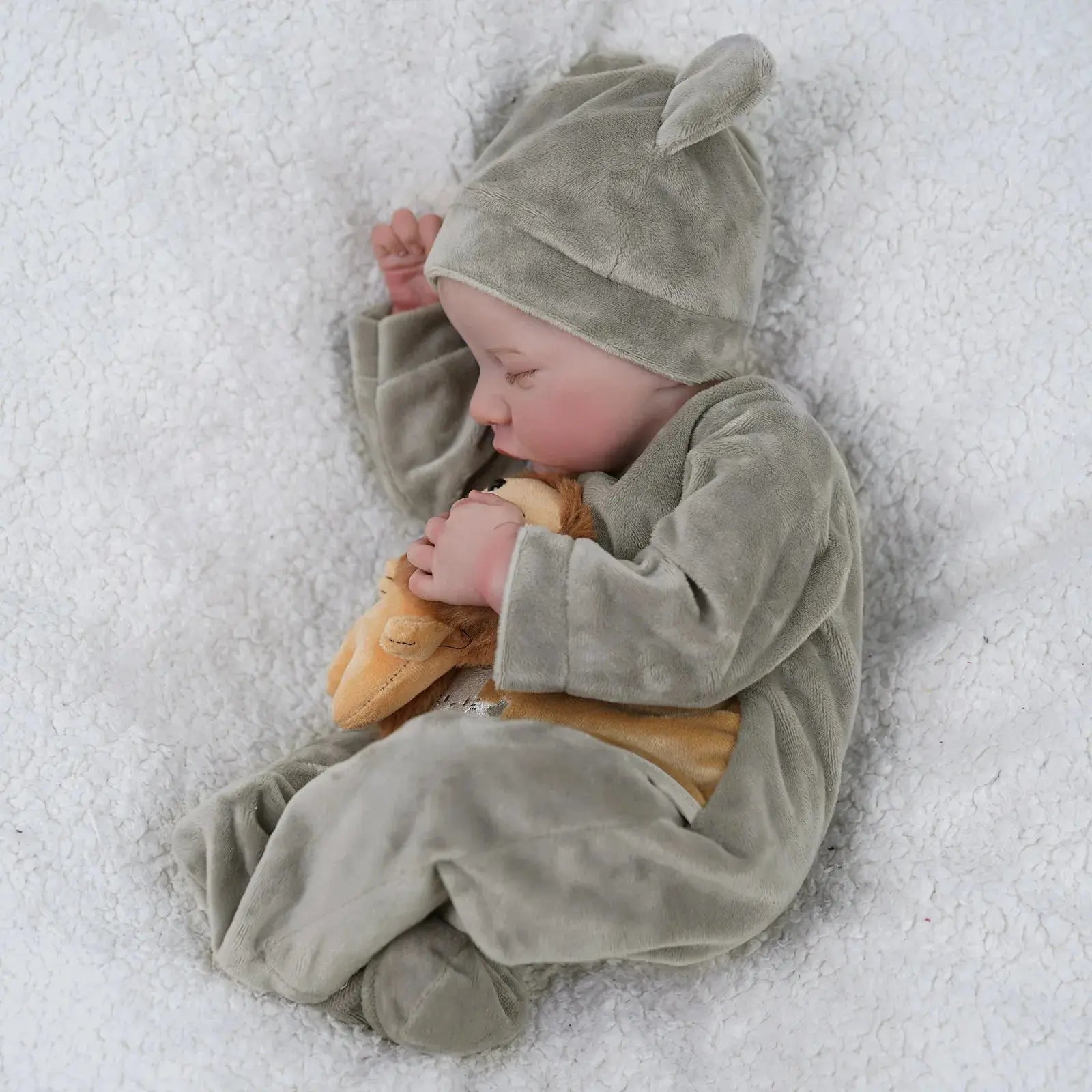 Risbecko 43CM Levi Newborn Baby Doll Reborn Sleeping Soft Silicone Flexible 3D Skin Tone with Visible Veins Hand Paint Hair Doll | Shopulia