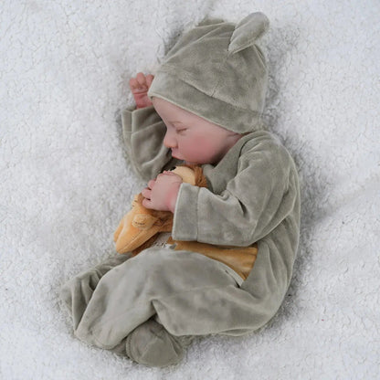 Risbecko 43CM Levi Newborn Baby Doll Reborn Sleeping Soft Silicone Flexible 3D Skin Tone with Visible Veins Hand Paint Hair Doll | Shopulia