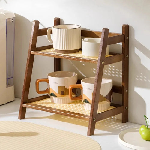 BamBoard™ 2-Layer Bamboo Cup & Organizer Shelf Shopulia
