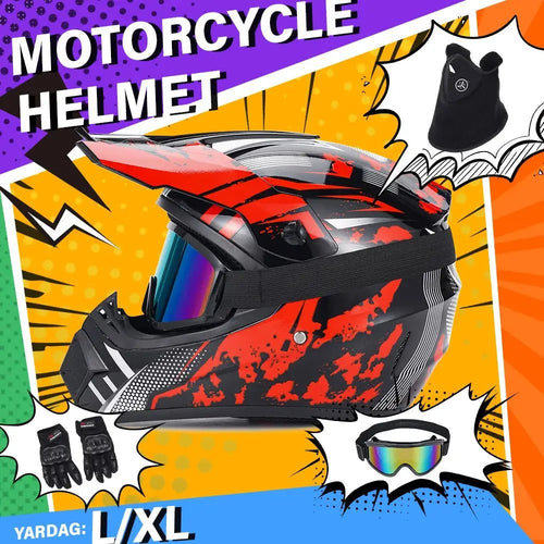 DOT Approved Motocross Helmet Combo Kit for Adult, L/XL Size Full Face Off-Road Helmet with Goggles Gloves Mask for ATV UTV Dirt | Shopulia