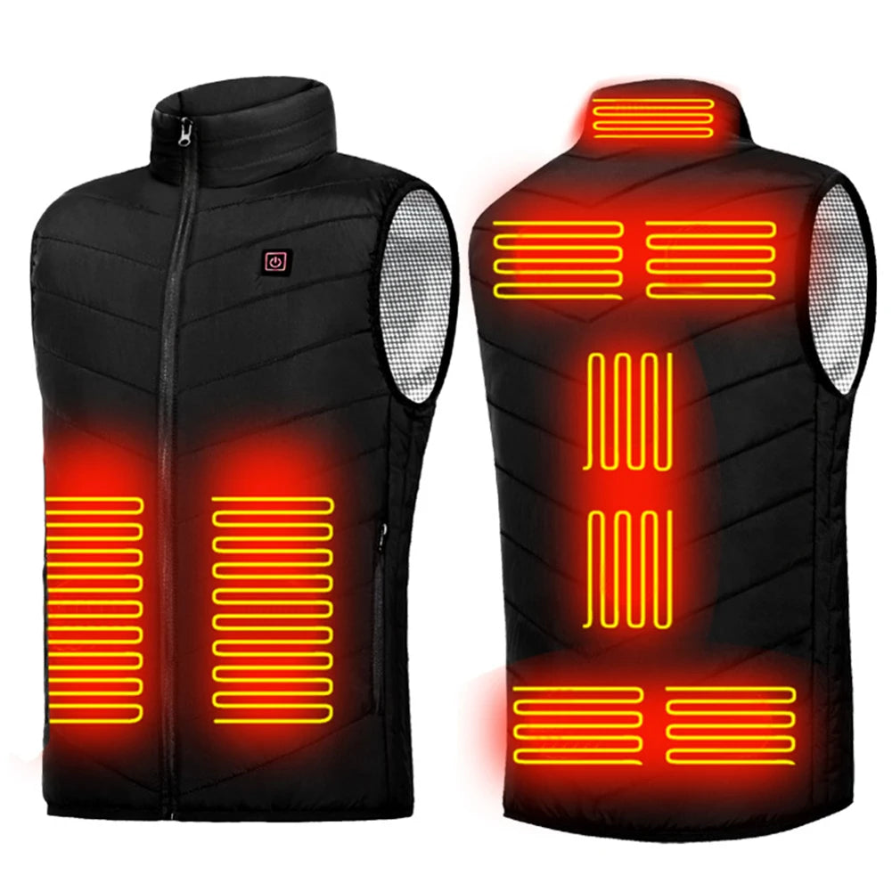9 Heated Vest Zones Electric Heated Jackets Men Women Sportswear Heated Coat Graphene Heat Coat USB Heating Jacket For Camping Shopulia
