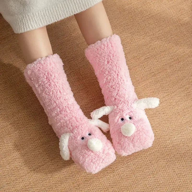 Funny Animal Slipper Socks for Women - Warm 3D Dog Plush House Socks with Non-Slip Soles | Shopulia