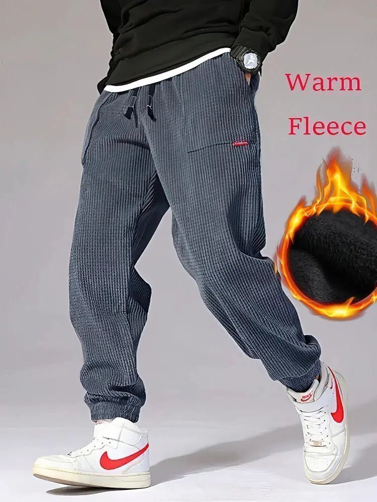 Autumn Winter Warm Motorcycle Jogger Corduroy Pants Men Tech Fleece Sweatpants Casual Harem Pants Male Sport Thermal Trousers | Shopulia