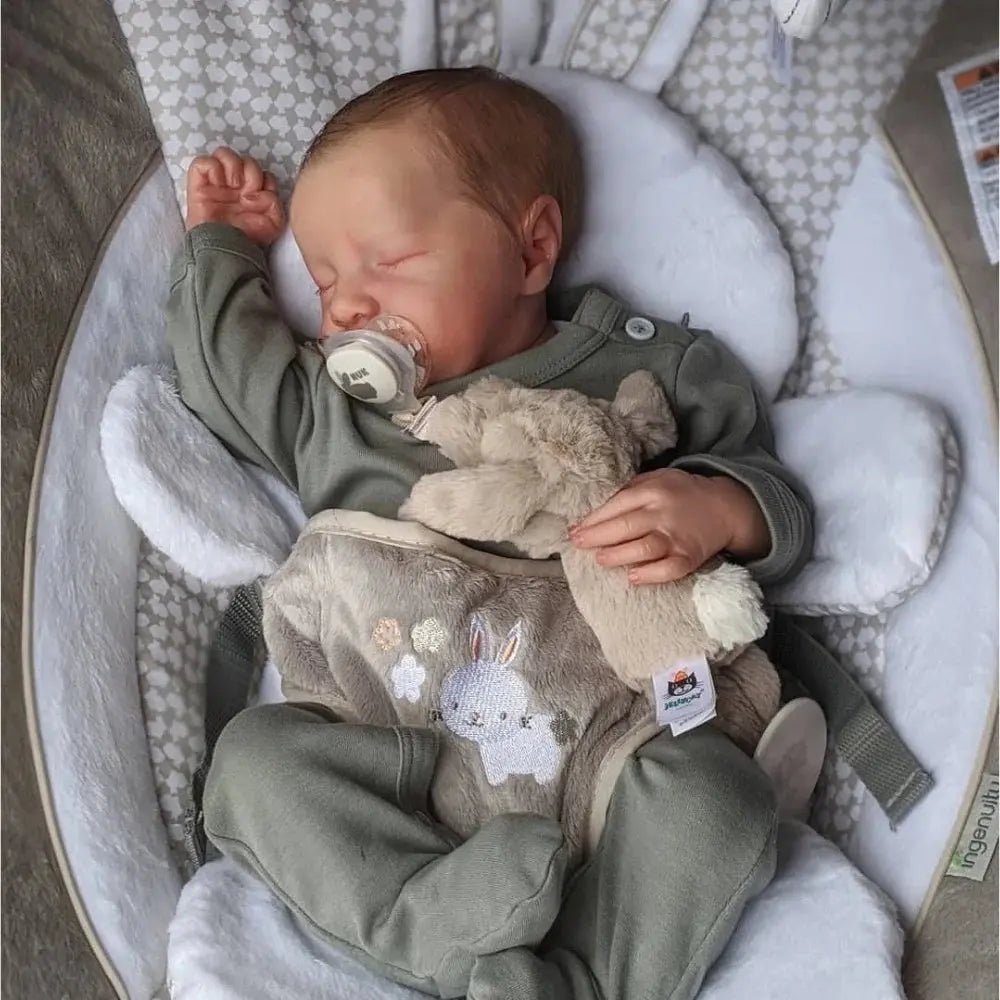 Risbecko 43CM Levi Newborn Baby Doll Reborn Sleeping Soft Silicone Flexible 3D Skin Tone with Visible Veins Hand Paint Hair Doll | Shopulia