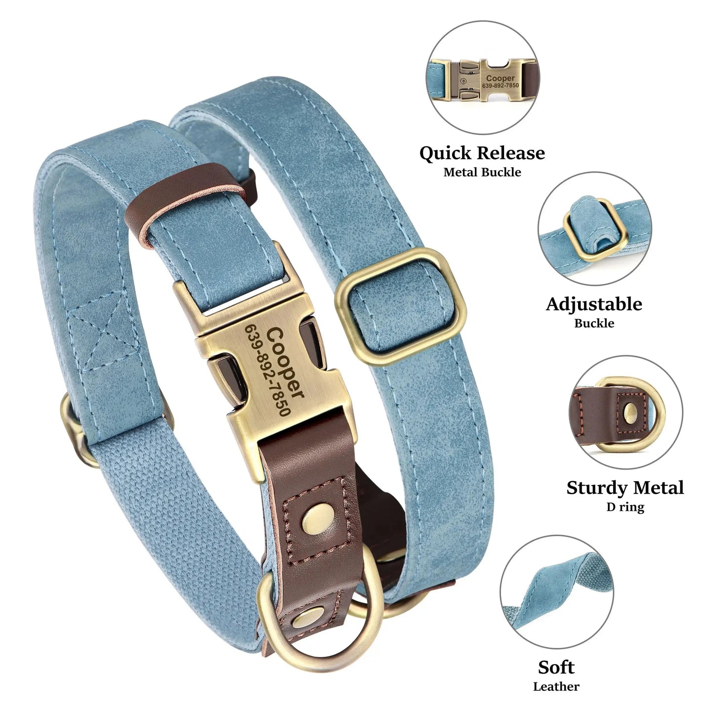 PawPrint™ Custom PU Leather Dog Collar | Shopulia