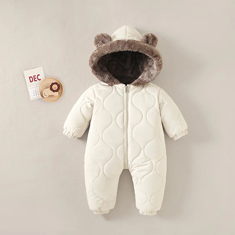 CozyBear™ Fleece Hooded Baby Boy Romper 0-2Y Shopulia