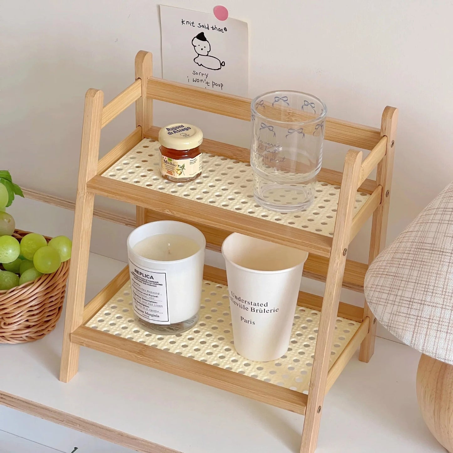BamBoard™ 2-Layer Bamboo Cup & Organizer Shelf Shopulia